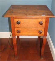 ANTIQUE TWO DRAWER NIGHT STAND PEGGED