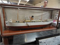Cananova Model Ship In Large Glass Display