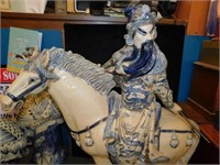 20TH CENTURY CERAMIC WARRIOR ON HORSE