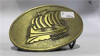 Viking sailing ship Brass belt buckle