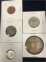 Five denominations of centennial coins