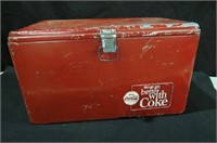 VINTAGE COCA COLA METAL LIFT TOP COOLER