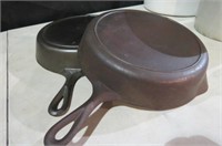 (2X) # 9 CAST IRON SKILLETS