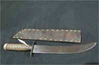 EARLY PRIMITIVE CAMP KNIFE W/ BRASS HANDLE