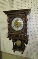 WESTERN GERMANY WOOD CARVED WALL CLOCK