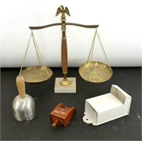 * Vtg Balance Scale, Wall Mount Match Holders and