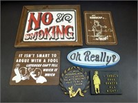 * Vtg No Smoking Mirror and Other Funny Bar Signs