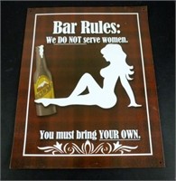 Bar Rules Funny Metal Sign