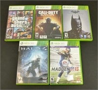 5 Xbox 360 Games w/ Cases - Halo 4, Grand Theft