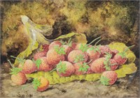 Watercolor Still Life of Strawberries