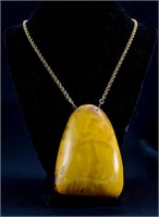 Large Natural Amber Pendant Necklace