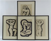 Four H. Stenport Nude Drawings