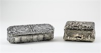 Two Continental Silver Repousee Boxes
