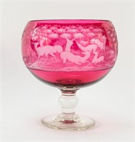 Bohemian Cranberry Glass Compote