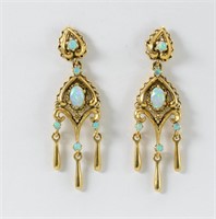 Ladies 14K Estate Opal Earrings