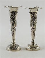Chinese Export Silver Dragon Vases