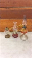 3 Oil Lamps 2 With Chammies