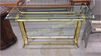 Gold Frame Glass Table 18” D x 52” W