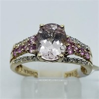 $2400 14K Morganite Diamond Pink Sapphire Ring