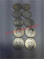 10 bicentennial Eisenhower dollar coins currency