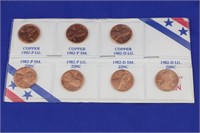USA Mint  1982 Set of 7 Pennies