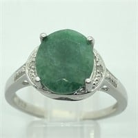 $200 S/Sil Emerald  Diamond Ring