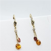 $2600 14K Sapphire  Diamond Earrings