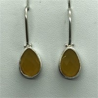 $300 S/Sil Yellow Chalcedony Earrings