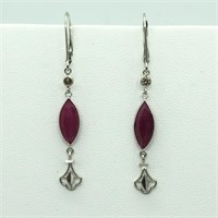 $2800 14K Enhanced Ruby  Diamond Earrings