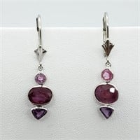 $2650 14K Ruby,Sapphires 4.20Cts Earrings
