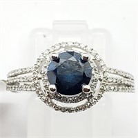 $5400 14K Vivid Blue Diamond 0.93Cts W/Side Dia Ri