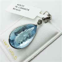 $4500 14K Aquamarine  Diamond Pendant