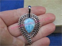 sterling silver larimar pendant