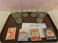 6 Pepsi Cola Glasses and Playing Cards