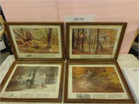 4 Vintage Waterfowl Framed Pictures
