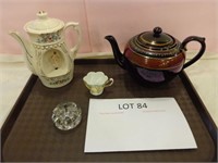 Glass Frog, Small Tea Cup, 2 Tea Pots