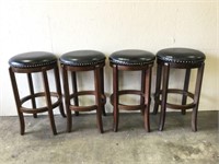 Bar Stools w/ Swivel Leather Seats