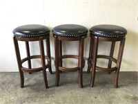 Bar Stools w/ Swivel Leather Seats