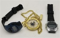 2 Digital Watches & Pocket Watch Benrus