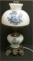 Beautiful Floral Hurricane Lamp Antique Brass