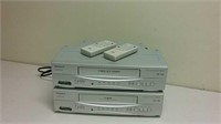 2 Magnavox VCR With Remotes Untested