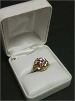 Ladies 10K Gold Ring With Amethyst Stone 3 Grams