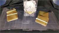 48 clear plastic storage boxes w-gold bottoms