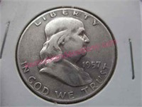 1957-D franklin silver half-dollar