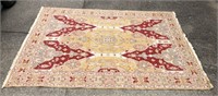 Hand knotted Persian rug, cream, red & yellow