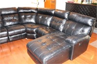 DARK BLUE SECTIONAL WITH 4 RECLINERS (APPEARS TO