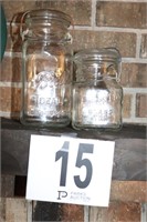 2 CLEAR JARS WITH GLASS LIDS (1 BALL, 1 PRESTO)
