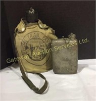 A Metal Canteen and Metal Flask