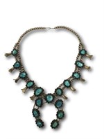 Large Turquoise Squash Blossom Necklace