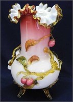 Stevens and Williams lg 13" vase w/applied fruit